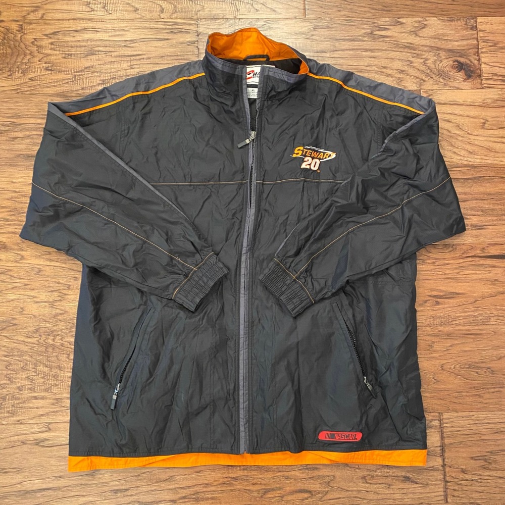 Chase Authentics NASCAR Tony Stewart 20 Jacket Mens XL Black Orange‎ Windbreaker